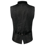 WIAOFELLAS  -  Mens Victorian Steampunk Vest Renaissance Medieval Gothic Waistcoat Men Vintage Black Jacquard  Notched Lapel Tuxedo Vests XXXL