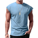Wiaofellas  -  Loose Casual Sleeveless Vest Men's Summer New Style Thin Pure Color Tank Top Sports Style Polyester Fiber Straight Hem Design