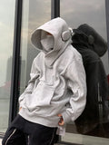 WIAOFELLAS  -  autumn and winter styles with plush and thickened high neck hooded, niche social anxiety, loose fitting, trendy men,