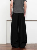 WIAOFELLAS  -  Fashion Summer Men's Solid Color Patchwork Design Casual Pants Trendy Loose High-waisted Wide Leg Trousers Male