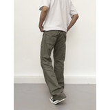 WIAOFELLAS  -  Spring Autumn Men's Clothing Solid Color Elastic Pockets High Waist Trousers Cargo High Street Korean Fashion Cropped Pants