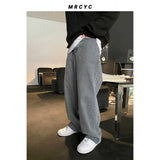 WIAOFELLAS  -  Autumn Winter New Fashion Men's Casual Trendy Loose Wide Leg Denim Trousers Male Black Grey Korean Style Jeans Pants Clothes