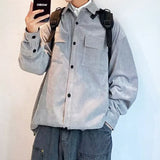 WIAOFELLAS  -  Retro Corduroy Shirt Men Loose Casual Workwear Jacket American Style Fashion