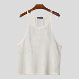 WIAOFELLAS  -  Men Tank Tops Mesh Sleeveless Hollow Out Casual Male Vests Streetwear 2025 Solid See Through Summer Sexy Men Clothing
