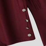 Wiaofellas  -  Men Shirt Solid Color Stand Collar Long Sleeve Button Men Clothing Streetwear Loose Fashion Casual Tops Camisas