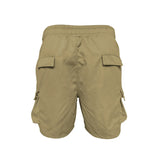 Wiaofellas  -  New Summer Pure Color Drawstring Shorts Men Vintage Patches Pockets Design Cargo Shorts Casual Tie-up Loose Straight Shorts Male