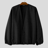WIAOFELLAS  -  Men Jackets Solid Color Long Sleeve Open Stitch Casual Male Thin Coats Loose Streetwear Fashion Cardigan Outerwear Men