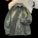 WIAOFELLAS  -  Trendy Corduroy Long-sleeved Shirt Men's Casual Shirt Embroidery Design Retro Shirt Spring Fashion Printed Buttons Cardigan