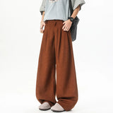 WIAOFELLAS  -  Oversized Corduroy Pants Men Fashion Black Casual Wide Leg Pants Men Streetwear Korean Loose Corduroy Suit Pants Mens Trousers