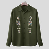 Wiaofellas  -  Men Shirt Printing Lapel Long Sleeve Button Loose Casual Men Clothing Streetwear Korean Style Fashion Tops Male Shirts