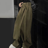 Wiaofellas  -  Mens Suede Ribbon Casual Pants Spring Streetwear Fashion Youth Luxury Old Money Men Wide Leg Pants Men's Wear New
