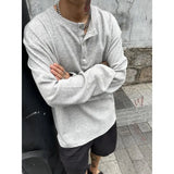 WIAOFELLAS  -  Solid T-shirts Men Long Sleeve Loose Fit Spring Korean Style All-match Design Minimalist Leisure Casual Harajukku Teens Chic New