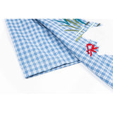 WIAOFELLAS  -  Men Streetwear Retro Vintage Shirt Swan Applique Embroiderey Plaid Cotton Summer Casual Harajuku Shirt Short Sleeve Japanese Tee