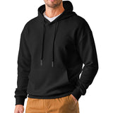 WIAOFELLAS  -  Autumn Men's Clothing Streetwear Leisure Hooded Sweatshirt Casual Retro Solid Long Sleeve Fashion Pullover Hoodie Sportwear
