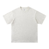 WIAOFELLAS  -  Solid Cotton Men's T-shirts Short-sleeved Round Neck Black Beige T-Shirt Classic Heavyweight Oversized Tees Tops