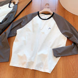 Wiaofellas  -  Spring Men's Outdoor Sports Long Sleeve T-shirt Quick Dry Lightweight Color Block Base Layer Moisture Wicking Shoulder