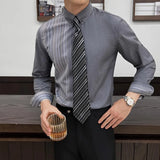 WIAOFELLAS  -  Men's Striped Dress Shirt Spring Summer Long Sleeved Business Social Men Shirts British Style Slim Fit Chemises Hommes Plus Size
