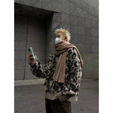 WIAOFELLAS  -  Sweaters Men Fleece Leopard Korean Thicken Warm Knitting Winter Loose Casual Long Sleeve Pullovers Streetwear
