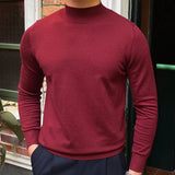 WIAOFELLAS  -  Fall Wool Half High Neck Knit Casual Knitted Sweater Social Club Outfits Herren Pullover Simple Home Pull Homme Sweater For Men