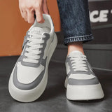 WIAOFELLAS  -  Small Harajuku Thick Bottom Men's Matching Color Large Size Lace-up Casual Board Shoes Student Trend Wear-resistant Sports Shoes