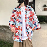 WIAOFELLAS  -  Japanese Style Men's Lightweight Kimono Jacket Dragon Print Kimono Cardigan New Arrival Street Shirt Harajuku Kimono Couple Tops