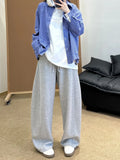 WIAOFELLAS  -  American Sle Wide Leg Straight Cut High Waist Trousers Cleanfit Sports Casual Long Pants for Men Autumn Season