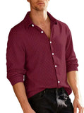 2025 New Jacquard Long Sleeve Button Cardigan Jacket Men's Solid Color Casual Sports Loose Men's Shirt