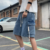 WIAOFELLAS  -  Denim shorts men's summer tide brand casual medium pants tooling loose large size five point pants