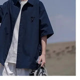 WIAOFELLAS  -  Working Short-sleeved Shirt Men's Summer Japanese Retro Loose Casual Half-sleeved Shirt American Handsome Fashion Jacket