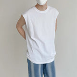 Wiaofellas  -  solid men's color tank tops loose Korean trend ins fashion summer male clothing black white sleeveless Tee tops 2Y8233