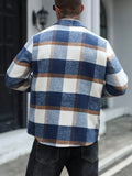Wiaofellas  -  Daily Leisure Mens Turn-down Jackets Fall Vintage Plaid Woolen Jacket Men Loose Button Coat Fashionable Streetwear