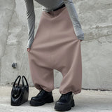 Wiaofellas  -  Men Pants Solid Color Elastic Waist Joggers Loose Trousers Men Streetwear Fashion Casual Male Drop-crotch Pants S-5XL