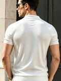 Wiaofellas  -  Daily Business Lapel Knitted Polo-shirts Mens Trendy Striped Hollow Out Short Sleeve Tops Men Summer Breath Knit Blouse