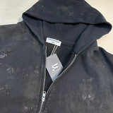 Wiaofellas  -  Worn scuffed and stained loose zippered hoodie