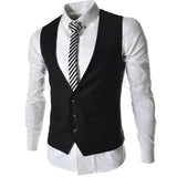 Wiaofellas  -  Men's Gray Vest Wearing British Jacket Casual Cos Vest Korean Style Slim Suit Waist