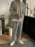 WIAOFELLAS  -  New Winter Men's Sweaters Casual Round Collar Knitting Tops Thickened Pullover Male Loose Tops Niche Design