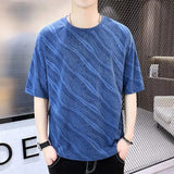 Wiaofellas  -  Fashion Solid Color Loose Korean T-Shirt Men's Clothing Summer New Casual Pullovers Tops Short Sleeve All-match Tee Shirt