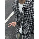 WIAOFELLAS  -  Autumn Long Sleeved Shirt Men Retro Plaid Shirt Men Streetwear Korean Loose Casual Shirt Mens Fashion Shirts Large Size 5XL