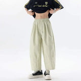WIAOFELLAS  -  Simple Men's Casual Pants Drawstring Design Solid Color Bottom Elastic Waist Straight Wide Leg Loose Male Trousers