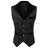 WIAOFELLAS  -  Mens Victorian Steampunk Vest Renaissance Medieval Gothic Waistcoat Men Vintage Black Jacquard  Notched Lapel Tuxedo Vests XXXL