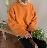 WIAOFELLAS  -  Autumn Winter Mens Knitted Solid Color Pullovers Men Sweater Vintage O Neck Loose Harajuku Mens Retro Pullover Sweaters C86