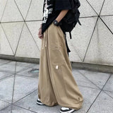 Wiaofellas  -  Vibe Full Length Winter Autumn Men Pants Wide Leg Cargo Baggy Loose Trousers Male Korean Distressed Retro Loser Safari Pants