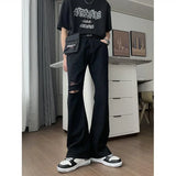 WIAOFELLAS  -  Spring Autumn Vintage Asymmetrical Waist Hole Straight Jeans Mens Loose Denim Pants Casual Wide Leg Pants Streetwear Jeans