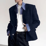 WIAOFELLAS  -  Men Jackets Patchwork Lapel Long Sleeve Button Casual Coats Men Streetwear Korean Style Fashion Male Jackets S-5XL