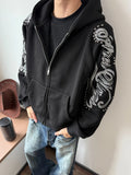 Wiaofellas  -  Spring New Casual Mens Hooded Sweatshirts Long Sleeve Zip-up Letter Printed Rivet Hoodies For Men Fashionable Loose Hoodie