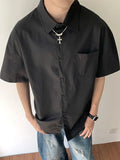 Wiaofellas  -  Summer Thin Pure Cotton Short Sleeve Casual Loose Shirt for Men Youth Trendy Brand Japanese Hong Kong Style Loose Shirt