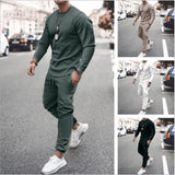 WIAOFELLAS  -  Long Sve Two-Piece Suit for Men Casual Sportswear Spring Season Outerwear Long Pants No Brand Registered Trademark