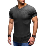 WIAOFELLAS  -  Summer Men's T Shirts Sports and Fitness Short-sleeved T-shirts European and American Men Slim V-neck Top Ice Silk Tshirt