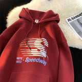 WIAOFELLAS  -  Winter Letter Graphic Printed Pullover Hoodies For Men 2025 New Hip Hop Fashion Hooded Sweatshirts High Street Fleece Y2K Hoody