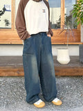 Wiaofellas  -  New Streetwear Oversize Jeans Cargo Pants Loose Wide Leg  Solid Color Japanese Harajuku Casual Denim  Plus Size 5xl